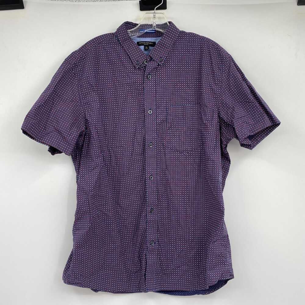 Banana Republic Men’s Blue Cotton Blend Short Sleeve Button-Down | Regular XL